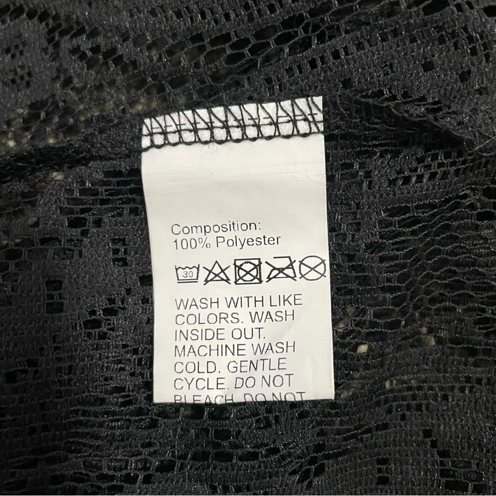 Black Lace With Fringe Kimono Size 6 - Picture 6 of 7